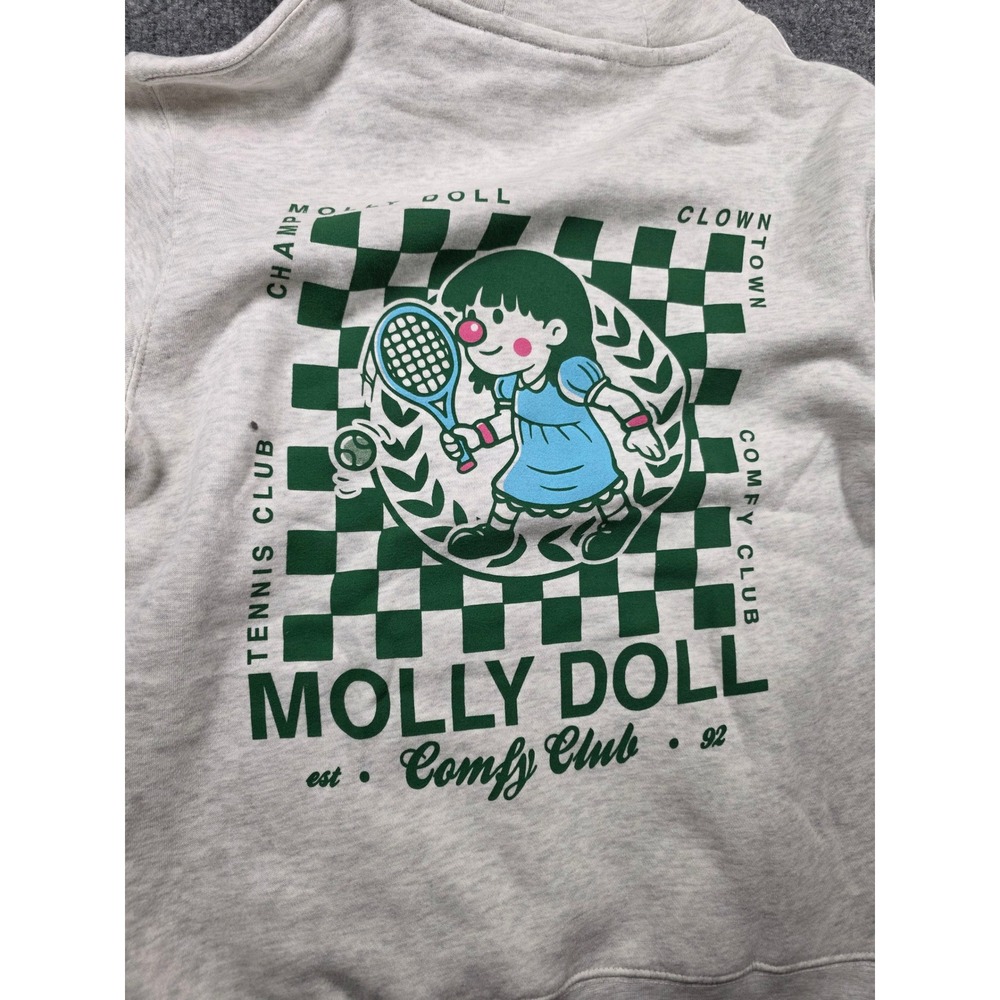 Retrokid The Big Comfy Couch Molly Doll Tennis Club Hoodie Grey Medium
